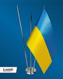 Прапорець тримісний настільний з нержавійки H-33 см. Без прапорів. TF-0003 фото