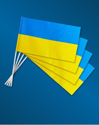 Атласні прапорці України з паличкою 24 х 12 см. Набір 50 штук FU-010-1 фото